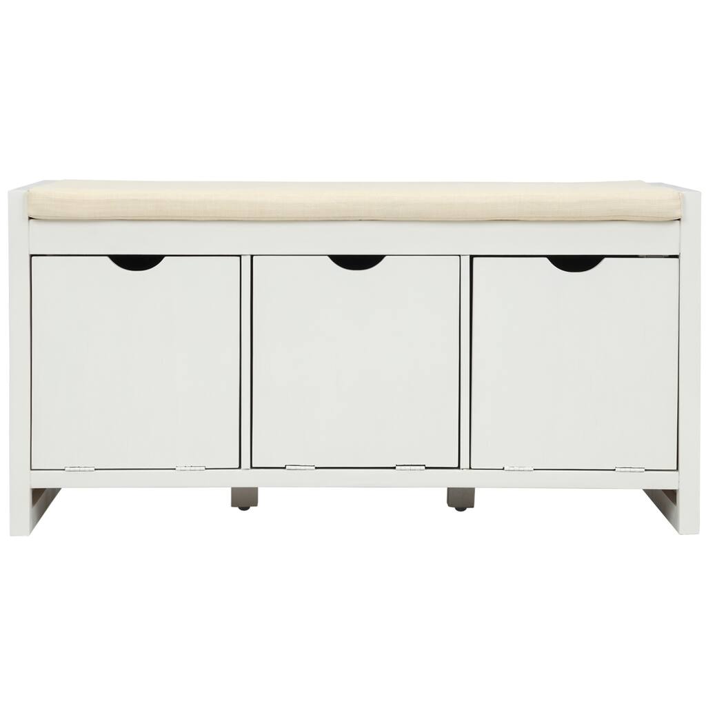 White Storage Bench with 19.8 in. H x 39 in. W x 14 in. D