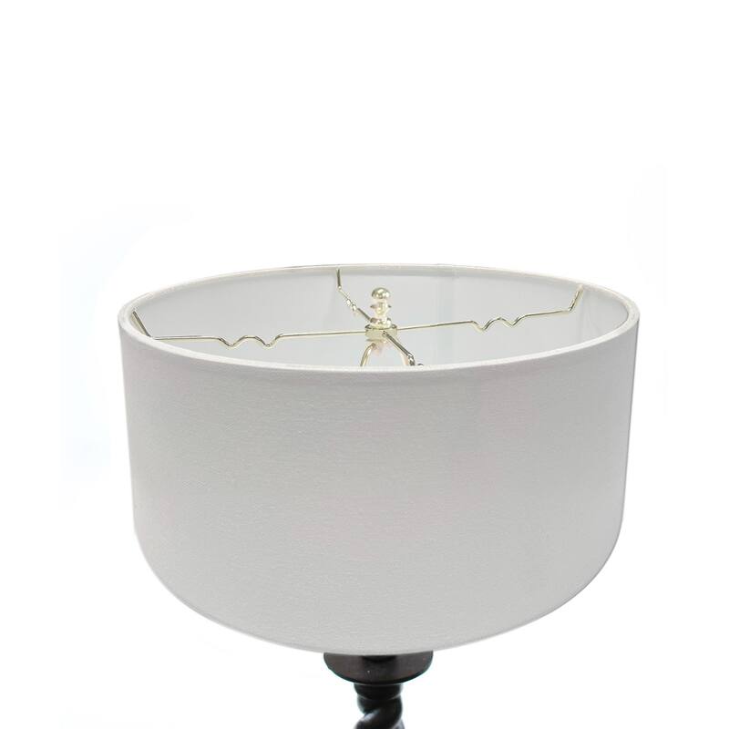 Hardback Shallow Drum Lampshade White Linen Fabric, 14x14x7 - N/A