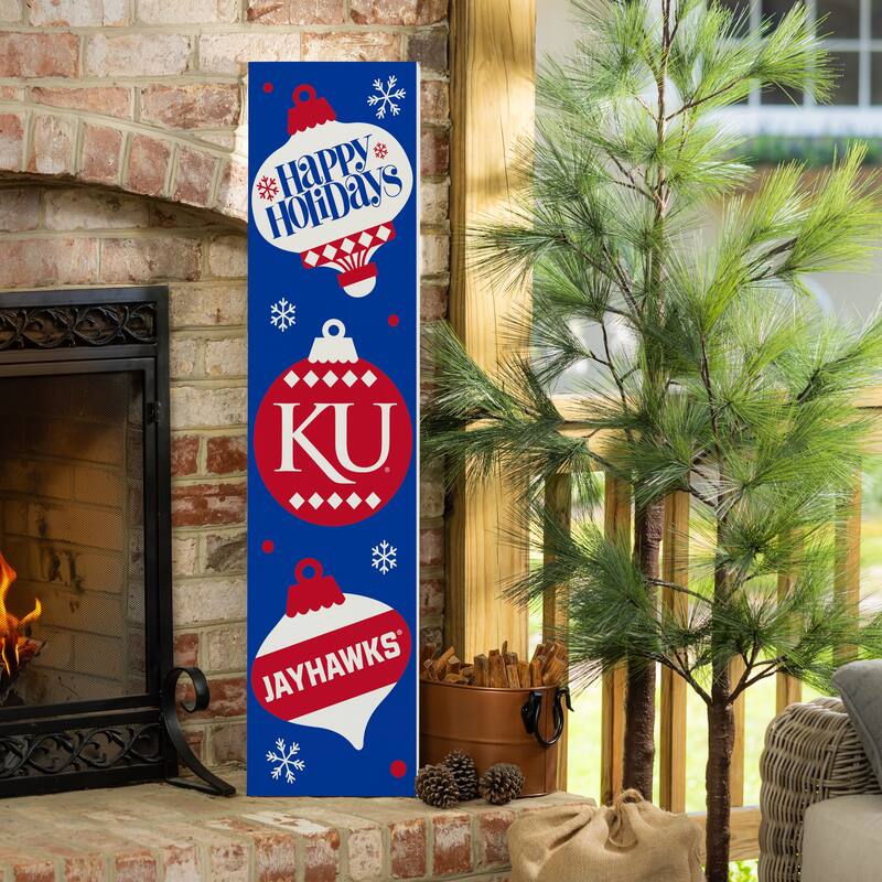47" Double Sided Seasonal Porch Leaner, University of Kansas - 47" x 11.25" - Christmas