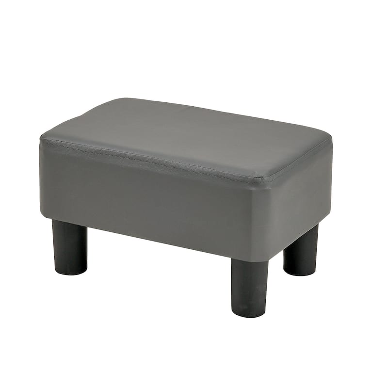 Javlergo Small Footstool Ottoman PU Leather Footrest with Legs Rectangle Padded Seat