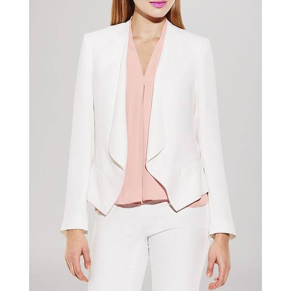 Shop Vince Camuto White Womens Size 6 Open Front Draped Crepe