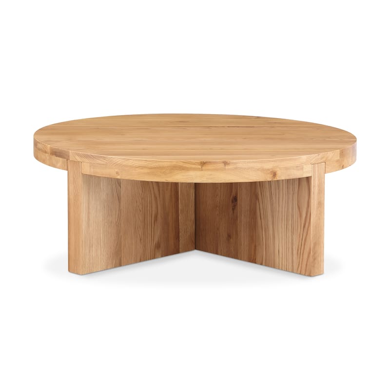Aurelle Home Foane Modern Solid Oak Coffee Table - Natural - Round