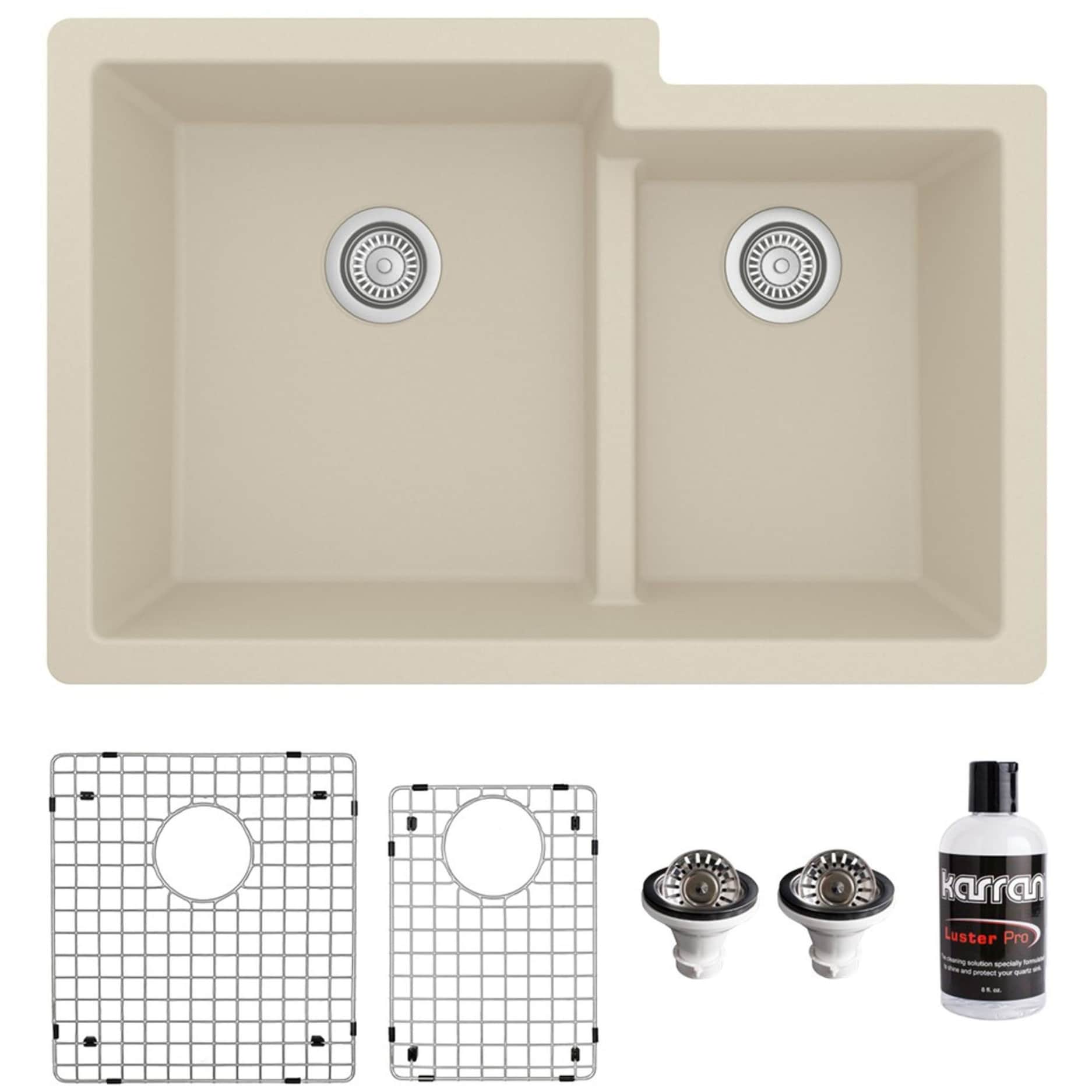 Karran USA QU-811-PK1 Quartz QU 32" Undermount Double Basin Quartz