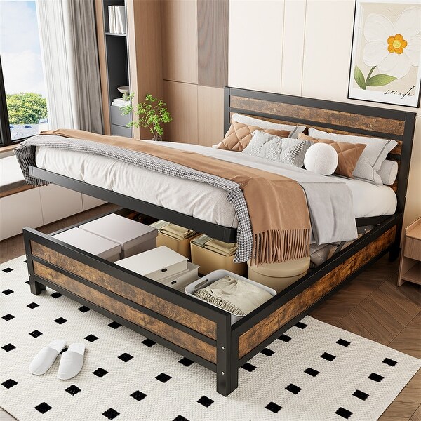 【状態良好】A BOOK OF BEDS Queen Size Lift Up Storage Bed with Underneath Storage