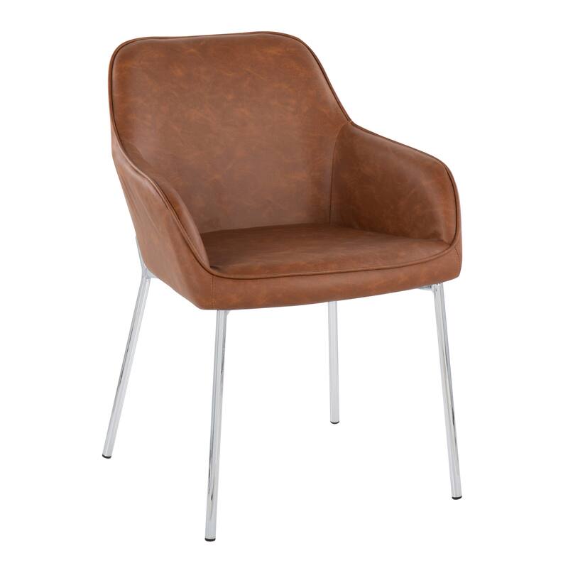 Silver Orchid Galotti Chrome Upholstered Dining Chair (Set of 2) - Camel Faux Leather
