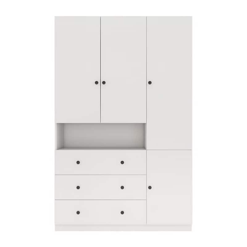 HomeRoots 74" White Four Door Three Drawer Combo Dresser