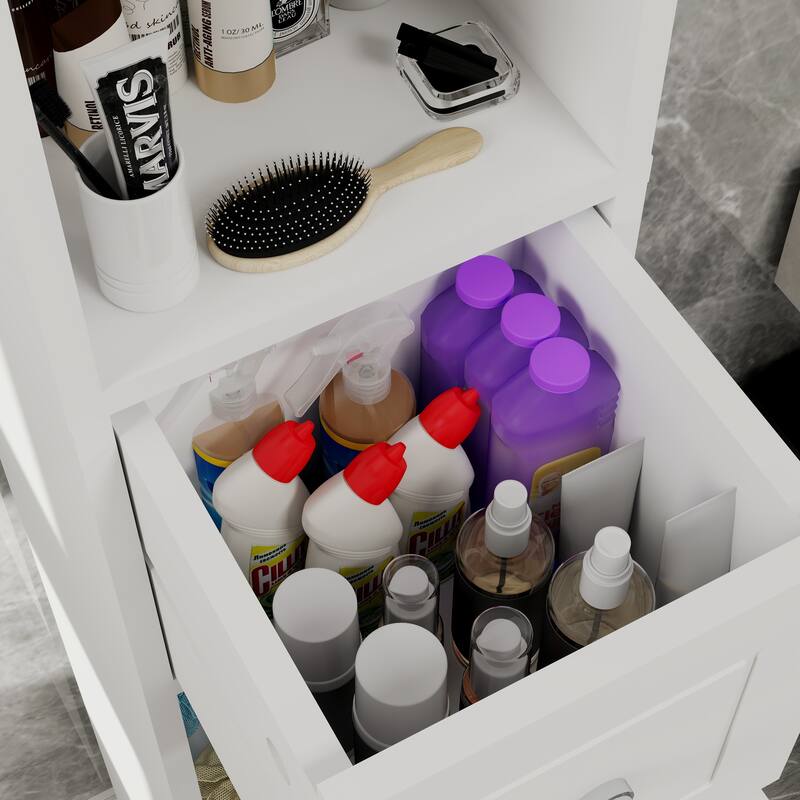 Elegant Storage Cabinet with 2 Doors and 4 Adjustable Shelves Vanity Cabinet Clothes Cabinet Dressing Cabinet for Bathroom