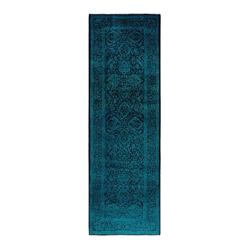 Fine Vibrance One-of-a-Kind Hand-Knotted Runner Rug - Black, 2' 5" x 7' 8" - 2' 5" x 7' 8"