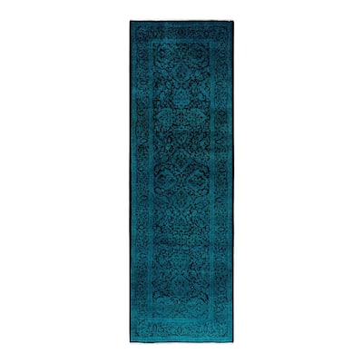 Fine Vibrance One-of-a-Kind Hand-Knotted Runner Rug - Black, 2' 5" x 7' 8" - 2' 5" x 7' 8"