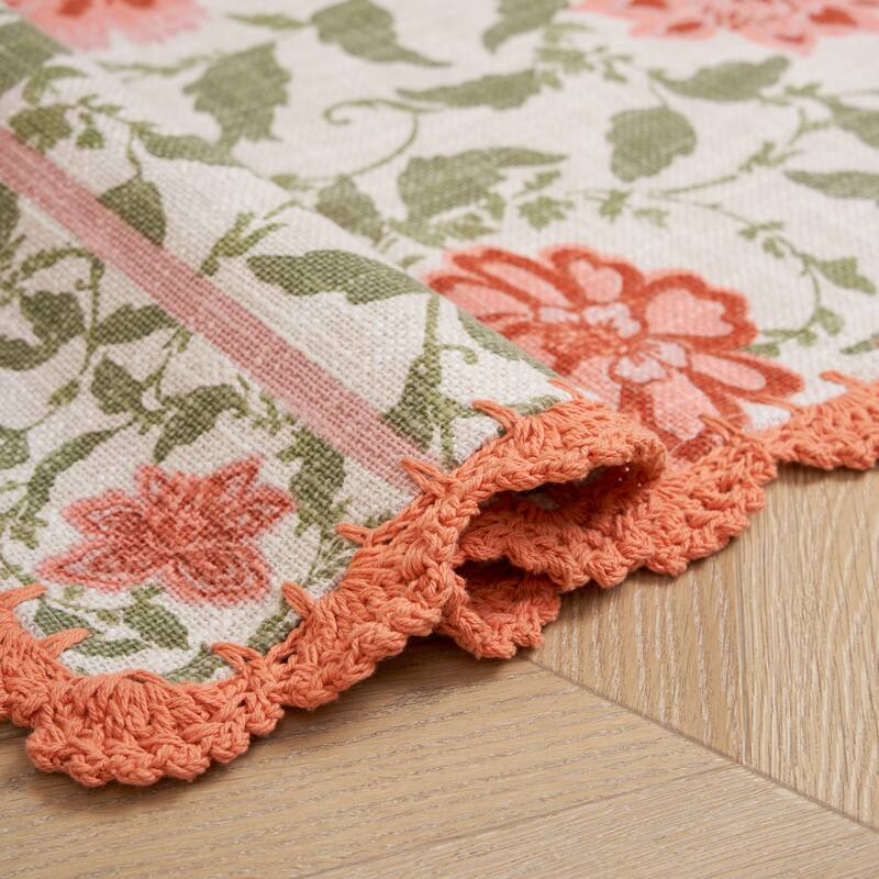 Laura Ashley Cotton Slub Crochet Border Rugs
