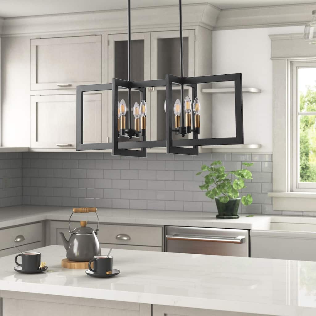 8-Lights Candle Shape Adjustable Kitchen Island Lights - 31.9"D×11.8"W×84.7"H (Adjustable)
