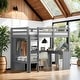 preview thumbnail 2 of 11, Twin Loft Bed with L-shaped Desk, Wardrobe and Storage Shelves, Grey