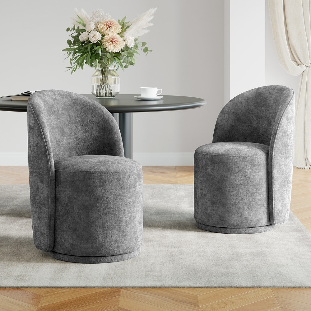 UIXE 2 Set Modern Upholstered Swivel Armless Side Dining Chairs