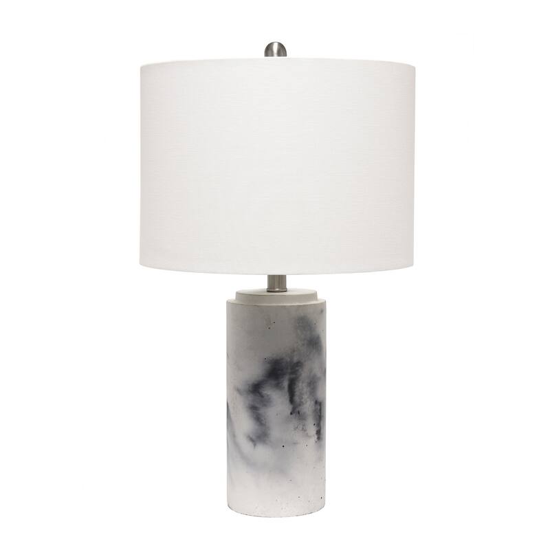Marble Table Lamp with Fabric Shade - Modern Lamp for Living Room, Bedroom - 5ft Cord Included