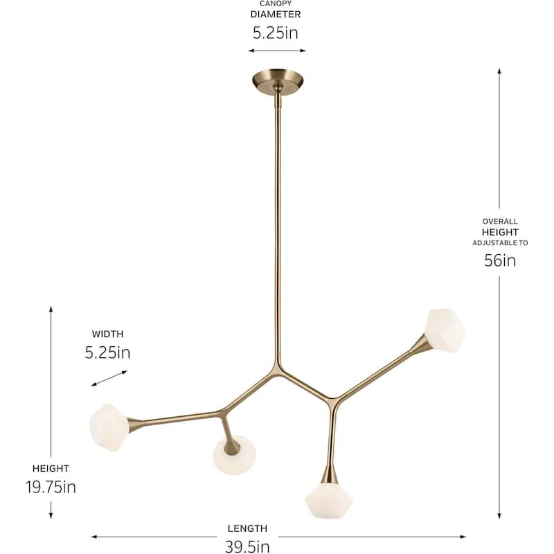 Kichler 52762 Cassius 4 Light 6" Wide Chandelier