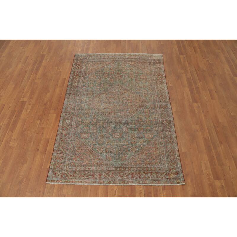 Hand Knotted Oriental 100% Wool Carpet Traditional Medallion Navy Blue & Blues Mahal Area Rug - 6' 10'' X 4' 4''