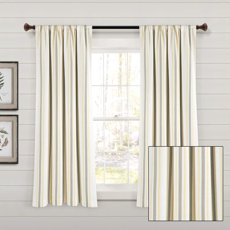 Lush Decor Farmhouse Stripe Yarn Dyed Cotton Window Curtain Panel Pair