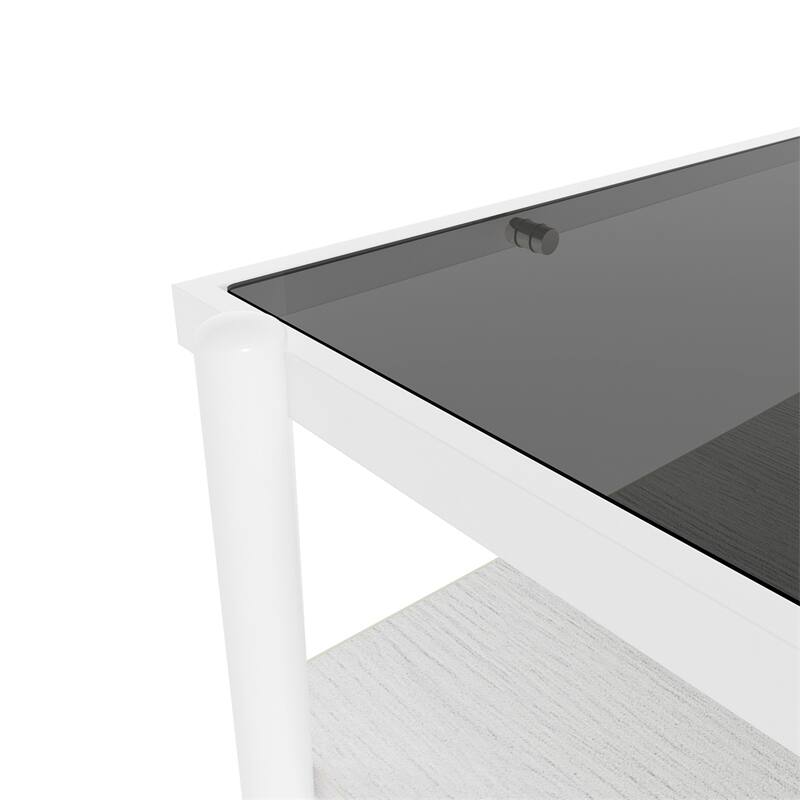 Rectangle Coffee Table with Tempered Glass top and Metal Legs