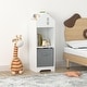 preview thumbnail 1 of 16, Kids Dollhouse Bookcase with Storage, 2-Tier Storage Display Organizer, Toddler Bookshelf with Collapsible Fabric Drawers White+gray