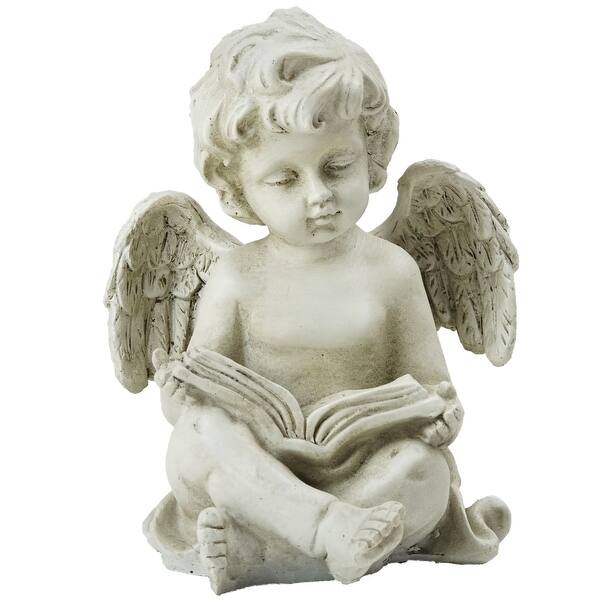 Shop 6 5 Gray Decorative Sitting Cherub Angel Outdoor Garden