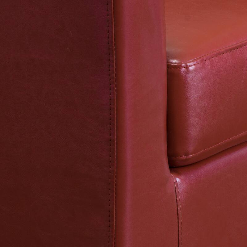 Roomfitters Modern Swivel Club Chair, Faux Leather Accent Armchair with Curved Back and Cushioned Seat for Living Spaces