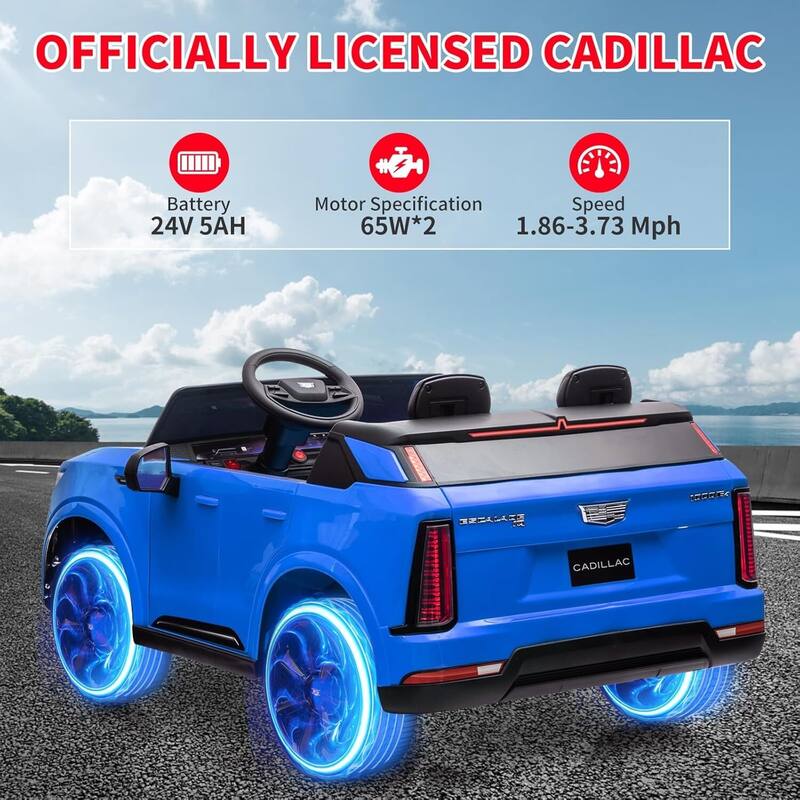 24V Electric 2-Seater Licensed Cadillac Kids Ride-on Car Toy for Kids Best Gifts
