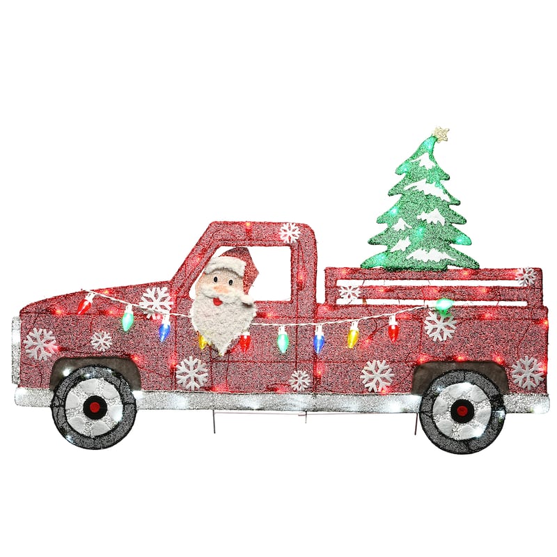 National Tree Company 27 in. Pre-Lit Santa in Red Truck - 27 in