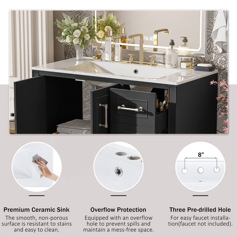 Exquisite Traditional Bathroom Vanity with Premium Ceramics Sink and Ample Storage