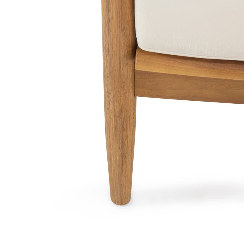 Acacia Wood Outdoor Club Chair w/Thick Cushion, Teak Finish Patio Seat