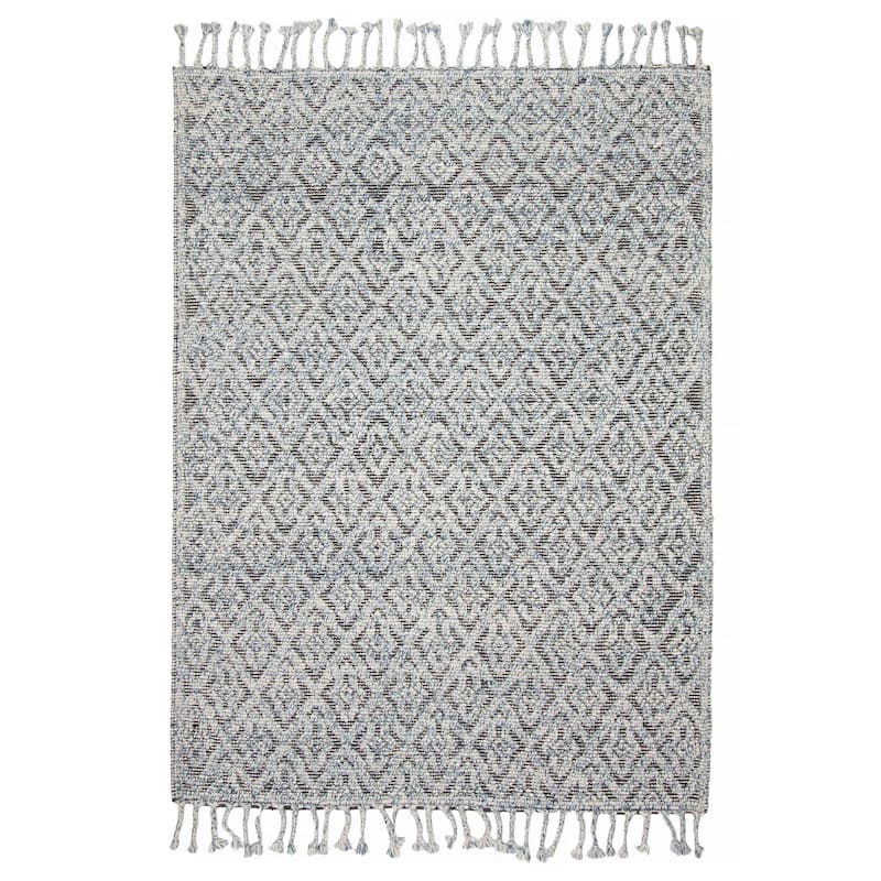 ECARPETGALLERY Braid weave Sienna Blue Wool Rug - 5'3 x 7'3 - Blue - 5'3 x 7'3