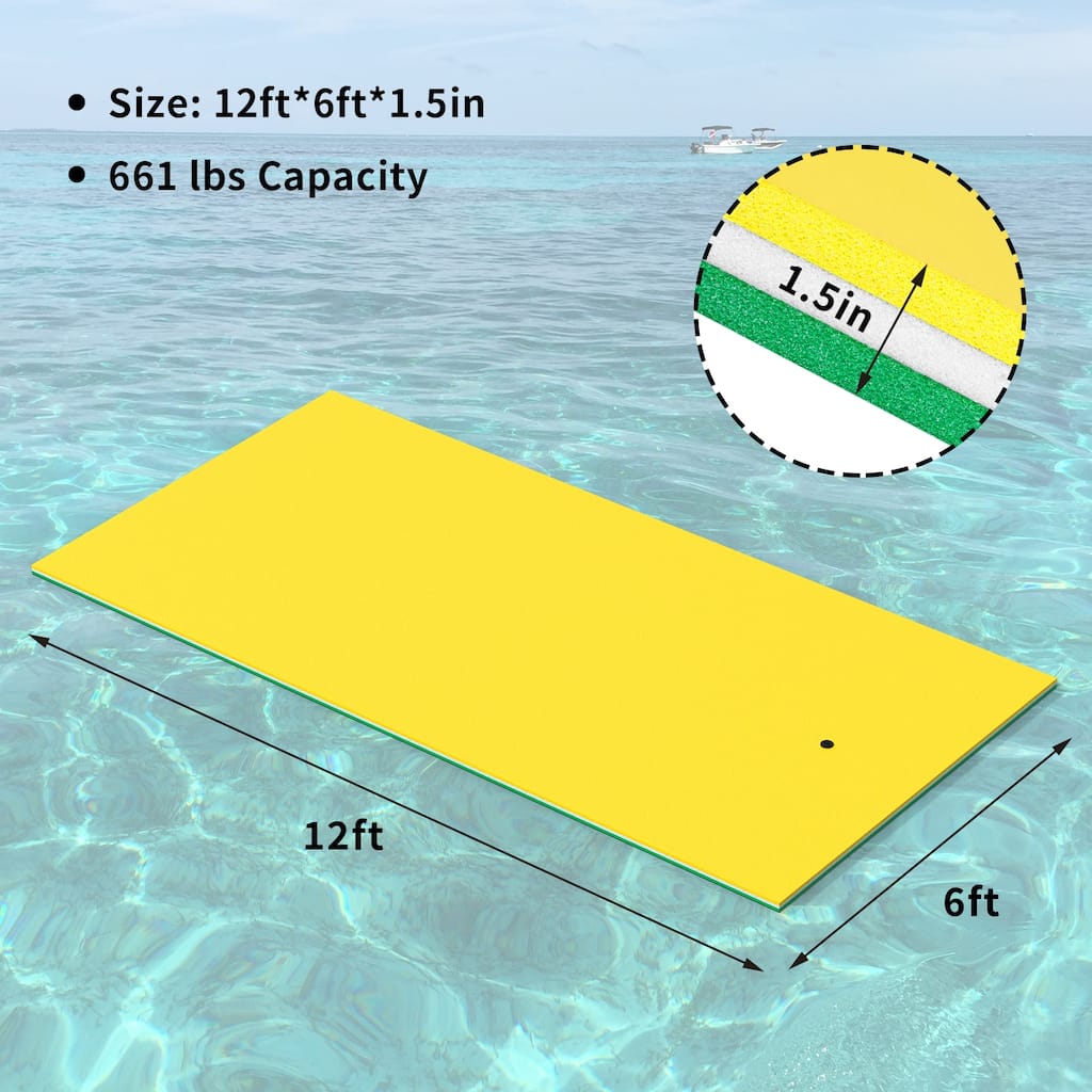 7 FT 3-Layer XPE Lily Pad Floating Mat, Double-Sided Use Floating Water Mat