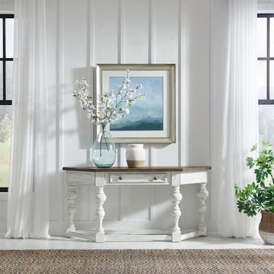 River Place Riverstone White & Tobacco Accent Console Table