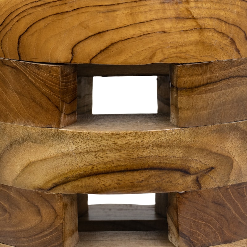 Handcrafted Brown Open Teak Wood Coffee Table Accent Side Table End Table