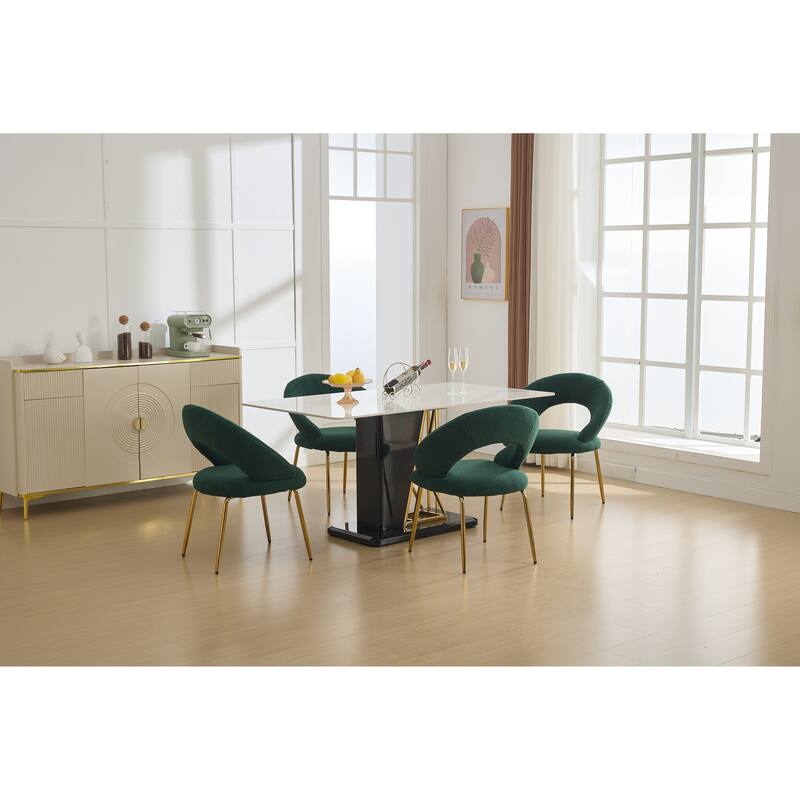 Teddy Fabric Kitchen Chair with Curved Backrest and Metal Legs for Kitchen