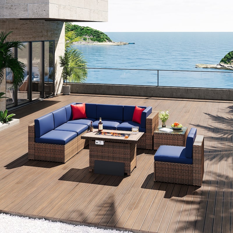 8-Piece Patio Furniture Set with 40" Fire Pit Table