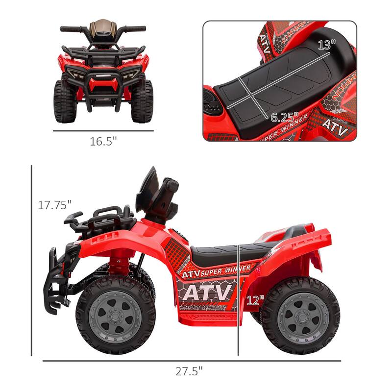 Electric Kids 4-Wheeler Ride On ATV with Music, Easy-to-Use Handlebar Controls and 45 Minutes of Playtime for 18-36 Months