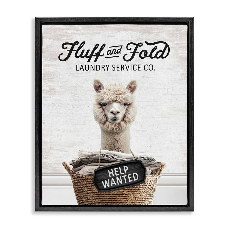 Stupell Fluff & Fold Laundry Framed Floater Canvas Wall Art Design By Lettered and Lined - 25 x 31 - Black