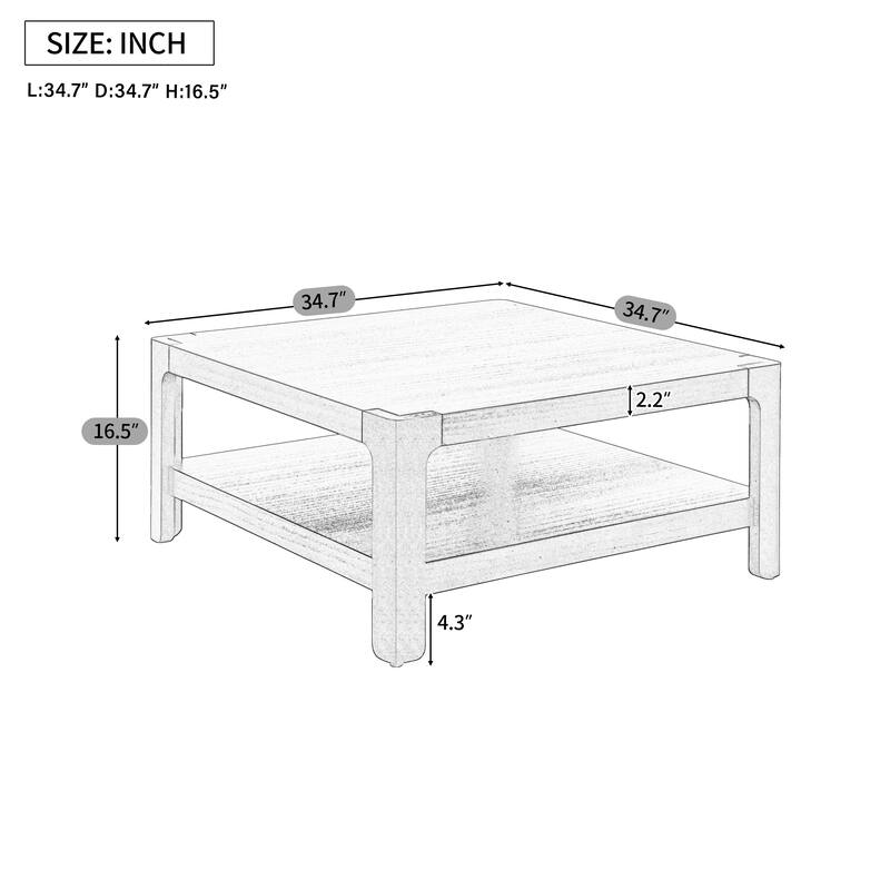 Modern Farmhouse Coffee Table with Soft Rounded Profile, Perfect for Living Room & Lounge