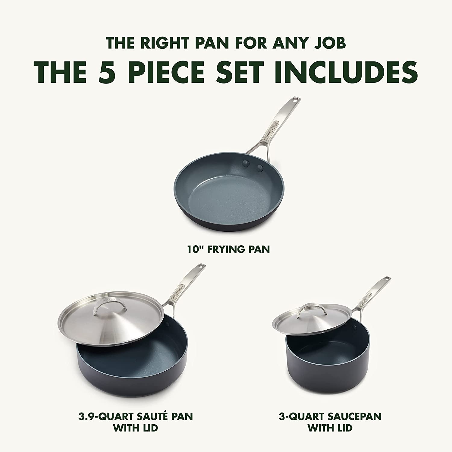 GreenPan Paris Pro Hard Anodized Healthy Ceramic Nonstick, 10 Frying Pan  Skillet, PFAS-Free, Dishwasher Safe, Grey