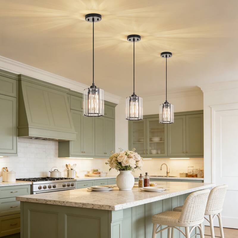 Starsky 1-Light Modern Minimalist Single Glass Pendant Light - Black