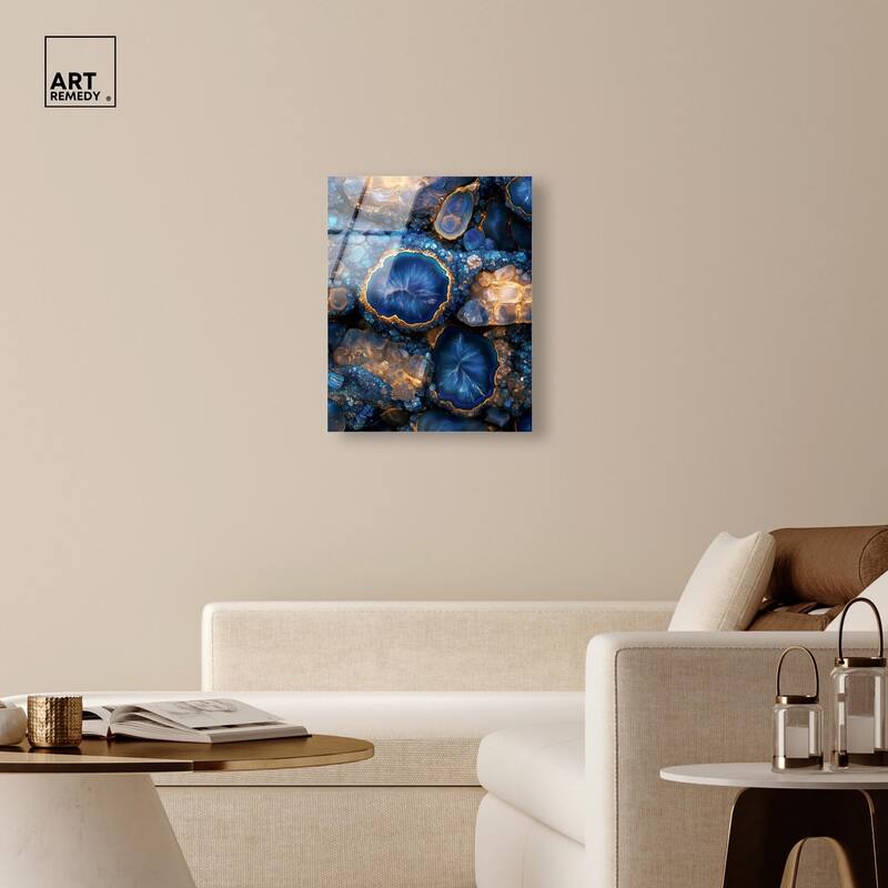 Oceanic Gold Sparkle Acrylic by Art Remedy, Ready to Hang