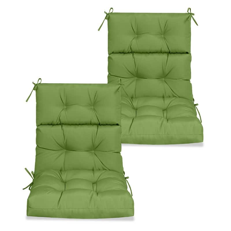 2 Pcs Set High Back Patio Chair Cushions, 44'' x 22''x 4''Tufted Rocking Chair Cushions, for Garden Porch Home Office Chair Use - 44'' x 22''x 4'' - Green