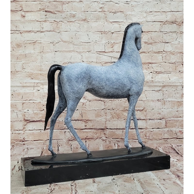 Bronze Imitative Horse Statue - Minimalist Equestrian Sculpture Decor Signed Art