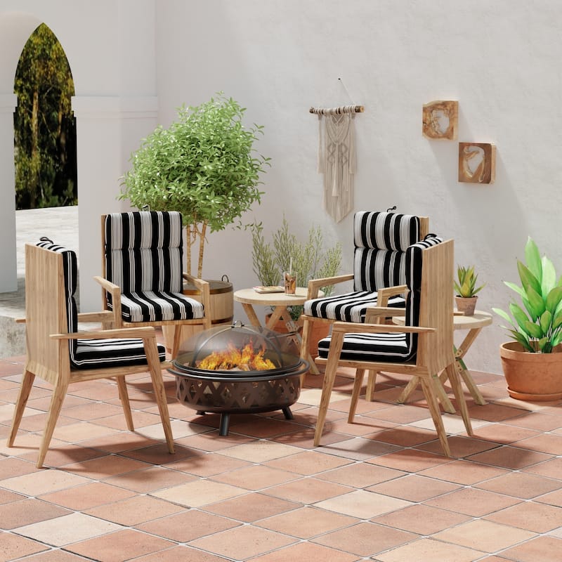 22" x 44" Outdoor Chair Cushion with Ties and Loop - 44'' L x 22'' W x 4'' H - Reeder Black