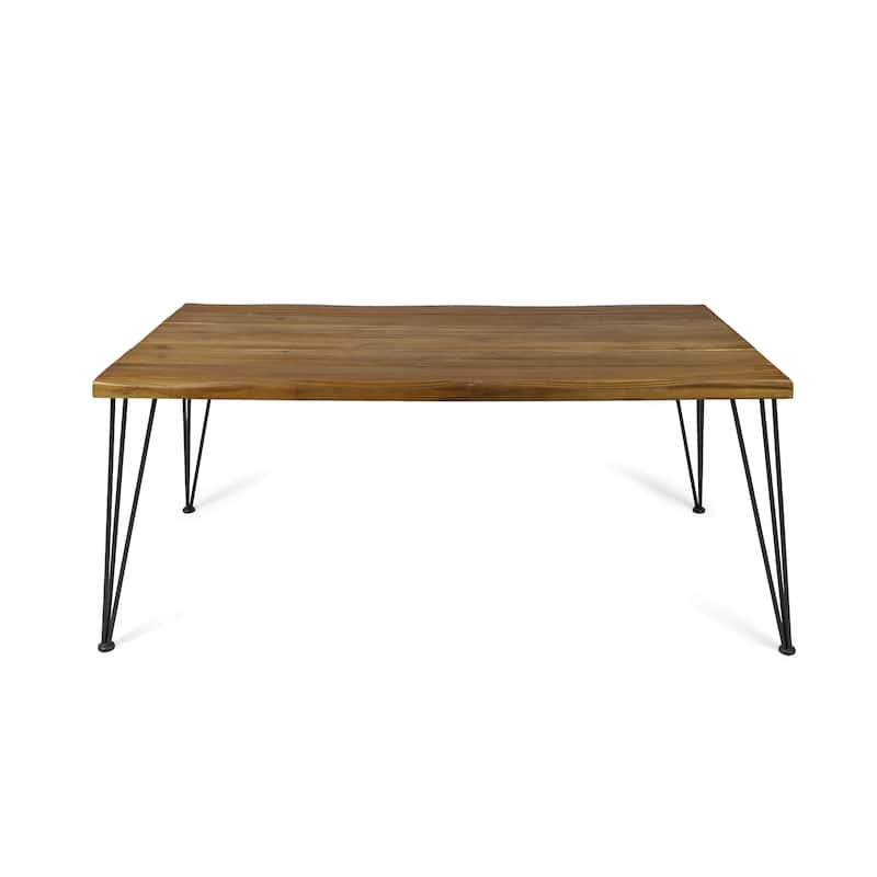 Zion Outdoor 72-inch Acacia Dining Table by Christopher Knight Home - 72.00" L x 36.00" W x 29.00" H - teak finish + rustic metal