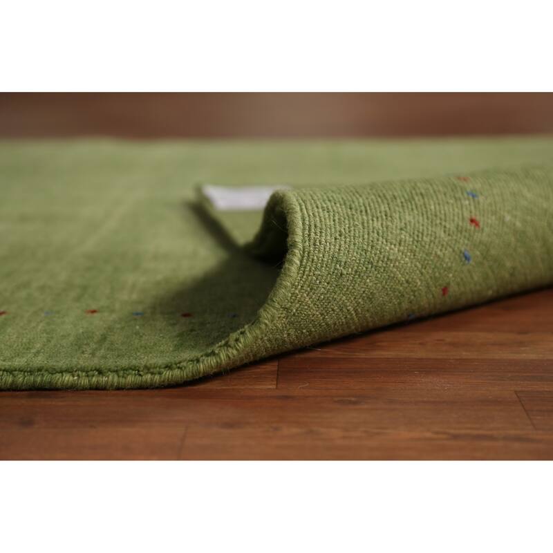 Hand Knotted Oriental 100% Wool Carpet Tribal Animal Pictorial Green Gabbeh Area Rug - 7' 8'' X 5' 3''