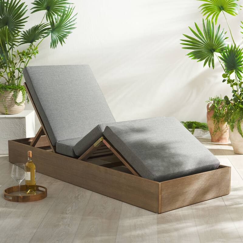 SAFAVIEH Couture Cornie Wood Chaise Lounge Chair - 37 In. W x 78 In. D x 14-34 In. H - 37"W x 78"D x 14-34"H