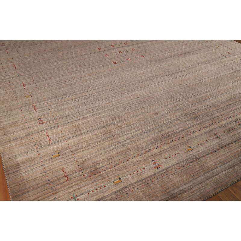 Hand Knotted Oriental 100% Wool Carpet Tribal Tribal Brown Gabbeh Area Rug - 11' 7'' X 9' 0''
