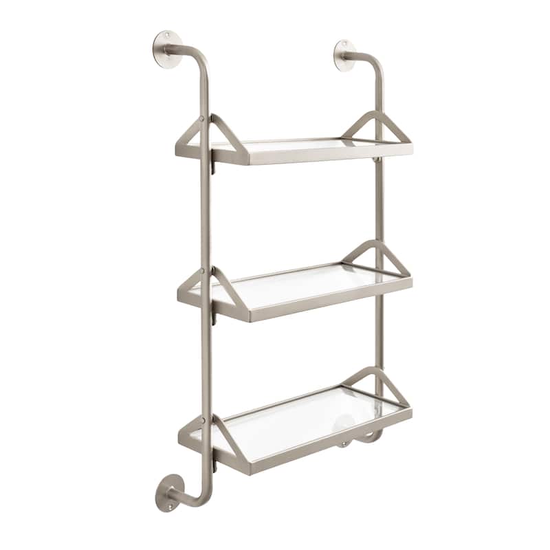 Kate and Laurel Marit Three-Tier Wall Shelf - 18x6x30 - Silver