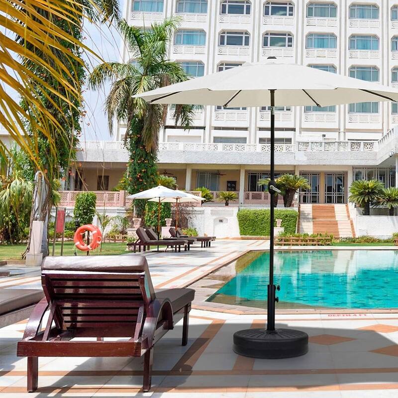 50 lbs. Plastic Market Patio Umbrella Base in Black, 20" Patio Umbrella Base for Outdoor Lawn, Garden, Round